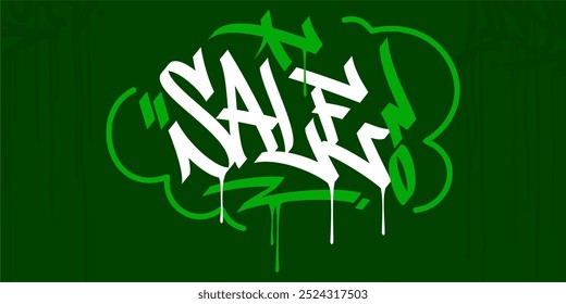 Trendy Word Sale Abstract Hip Hop Hand Written Graffiti Urban Style Vector Illustration