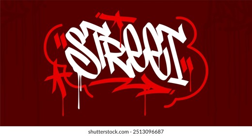 Trendy Word Street Abstract Hip Hop Hand Written Graffiti Urban Style Vector Illustration