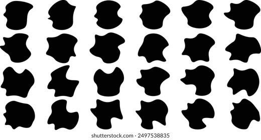 Trendy wrap circle, blob shape element collection. Blob color collection. Abstract black blob shape organic set. Simple fluid circle shape
