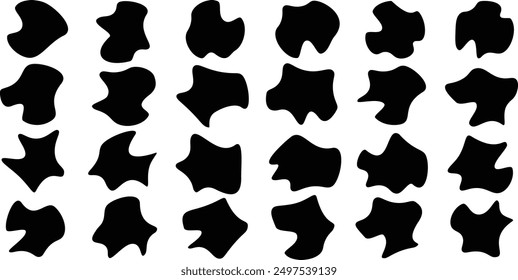 Trendy wrap circle, blob shape element collection. Blob color collection. Abstract black blob shape organic set. Simple fluid circle shape