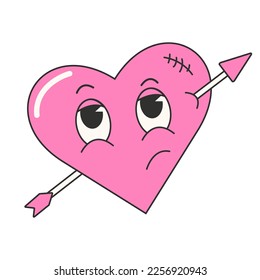 Trendy y2k anti valentines day sticker. 2000s anti valentines day conception. Cartoon character