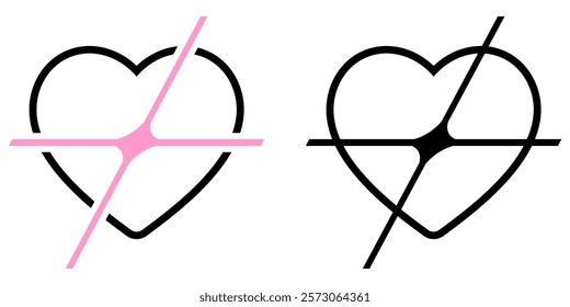 Trendy Y2K Heart and Star Vector Illustration, Set in Retro Futuristic Style, geometric brutalism shapes, Hipster Digital Art, Graphic Design, Stickers and Branding Projects