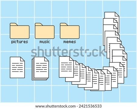 Trendy Y2k Icons Of Folders And Documents Set. Old Computer Aesthetic, Retro User Interface Nostalgic Buttons