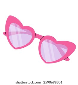 Trendy y2k pink heart-shaped sunglasses with a playful and stylish design. Perfect for fashion, glamour, beauty themes, and summer outfits. Teen girl of 90s 2000s pop aesthetic. Elegant and chic.