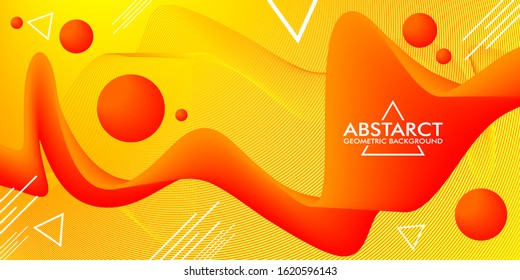 Trendy yellow geometric background. 3d Fluid shape illustration