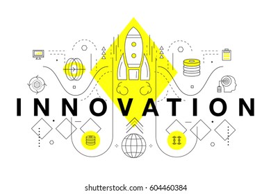 Trendy yellow Innovation systems layouts in polygonal contour line composition, future analysis and technology operations. Made awesome geometry style with linear pictogram of future for web design.