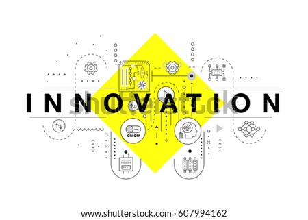 Trendy yellow Innovation systems layouts in polygonal contour line composition, future analysis and technology operations. Made awesome geometry style with linear pictogram of future for web design.