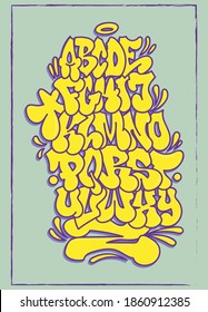 Trendy Yellow Vector Bubbles styles alphabet