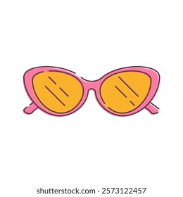 Trendy yellow-tinted sunglasses with a pink frame. Adds a bold fashion statement.