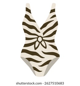 Trendy zebra print swimsuit with wrap style and bow detail, perfect for beach fashion.