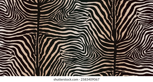 Trendy zebra skin texture seamless pattern. Vector wallpaper of black animal spots on white background. Vector seamless for fabric, textile, clothes