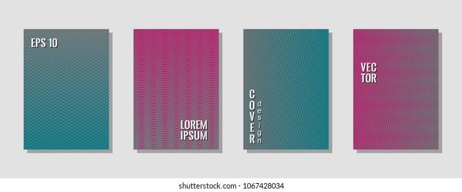 Trendy zig zag lines gradient texture curves backgrounds. 