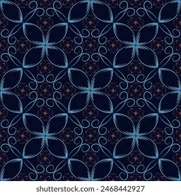 Trendynouveau geometric floral vector seamless pattern. Decorative texture ornament. Textile print design. Oriental ethnic flower background. Wallpaper ornate geometry.