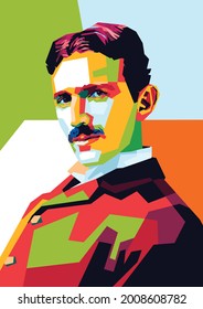 Trenggalek, Indonesia - July 16 2021 : Nikola Tesla in pop art wpap