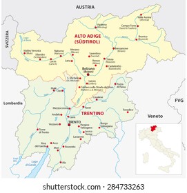 trentino administrative map