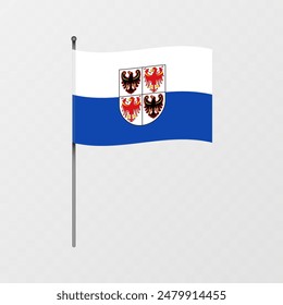 Trentino Alto Adige region flag on flagpole. Vector illustration.