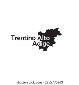 Trentino Alto Edige map and black lettering design on white background