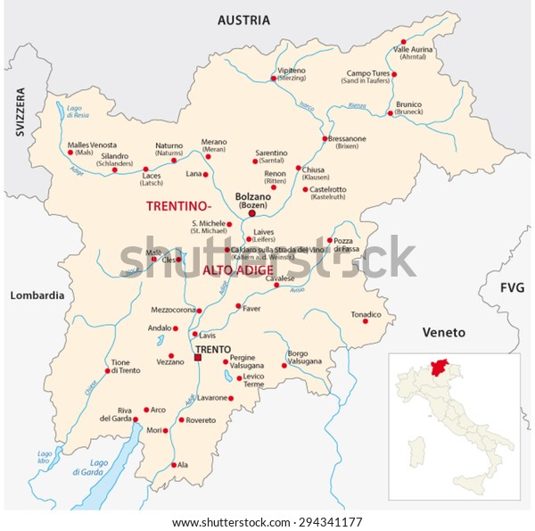 Trentino Alto Adige Map Trentino Alto Adige Map Flag Stock Vector (Royalty Free) 294522326 |  Shutterstock