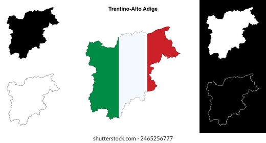 Trentino-Alto Adige blank outline map set