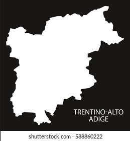 Trentino-Alto Adige Italy Map black inverted silhouette