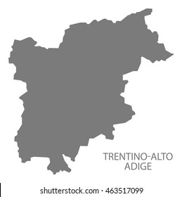 Trentino-Alto Adige Italy Map in grey