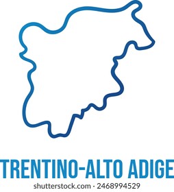 Trentino-Alto Adige region simplified shape vector map