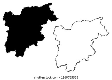 Trentino-Alto Adige - Sudtirol (Autonomous region of Italy) map vector illustration, scribble sketch  Trentino-South Tyrol map