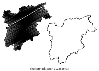 Trentino-Alto Adige - Sudtirol (Autonomous region of Italy) map vector illustration, scribble sketch  Trentino-South Tyrol map