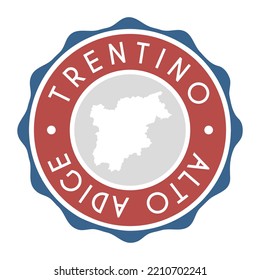 Trentino-South Tyrol, Italy Badge Map Vector Seal Vector Sign. National Symbol Country Stamp Design Icon Label. 