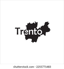 Trento map and black lettering design on white background