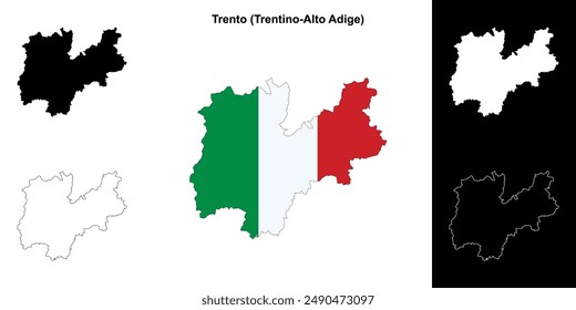 Trento province outline map set