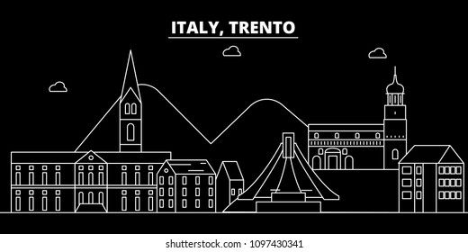 Trento silhouette skyline. Italy - Trento vector city, italian linear architecture, buildings. Trento travel illustration, outline landmarks. Italy flat icon, italian line banner