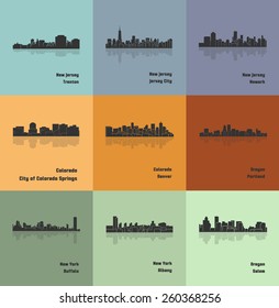 Trenton, Jersey City, Newark, Portland, Salem, Albany, Buffalo, Colorado Springs, Denver (Set of 9 CIty) 