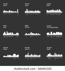 Trenton, Jersey City, Newark, Portland, Salem, Albany, Buffalo, Colorado Springs, Denver (Set of 9 CIty) 