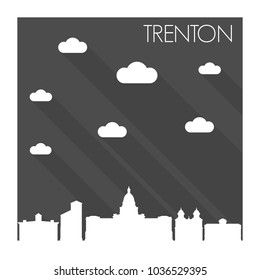 Trenton New Jersey Skyline City Flat Silhouette Design Background Illustration Night.