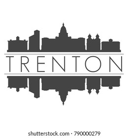 Trenton New Jersey USA Skyline Vector Art Mirror Silhouette Emblematic Buildings