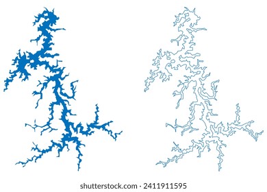 Tres Marias Lake (Federative Republic of Brazil) map vector illustration, scribble sketch Reservoir Tres Marias, Usina de Bernardo Mascarenhas dam map