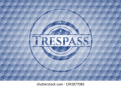 Trespass blue hexagon badge. Vector Illustration. Detailed.