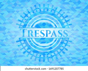 Trespass sky blue emblem with mosaic ecological style background