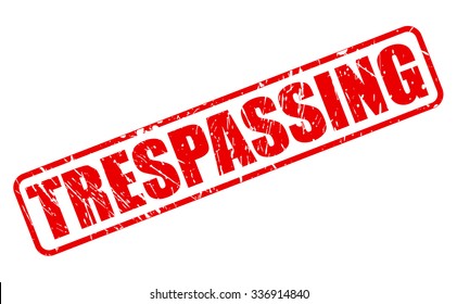TRESPASSING red stamp text on white