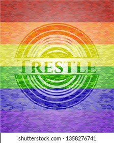 Trestle on mosaic background with the colors of the LGBT flag