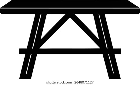 Ilustración vectorial de silueta de icono de mesa de caballete