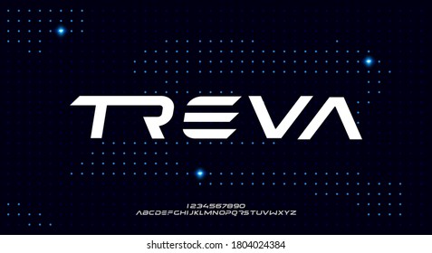 Treva, a bold modern sans serif typeface alphabet font. vector illustration design