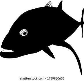 Trevally Fish Vector Silhouette Black