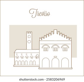 Treviso Italy post card vector illustration