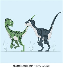 T-Rex against Triceratops, Tyrannosaurus rex against Triceratops, 3D-Rendering, illustrated. Roaring tyrannosaurus. Mesozoic era carnivorous dinosaur. Vector illustration isolated