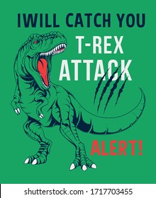 T-Rex Attack. boys graphic tees vector illustration design