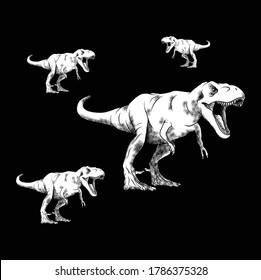 T-REX black background illustration vector
