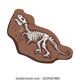 Caricatura T-rex fósil de dinosaurios, 3d ilustración vectorial.