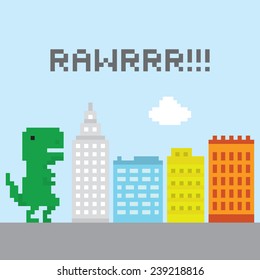 T-rex in the city vector illustration